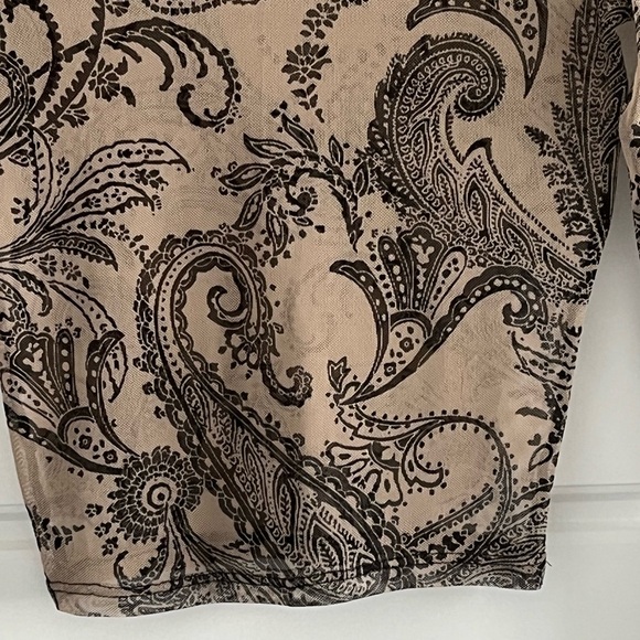 Windsor Paisley Dreams Chiffon Crop Top Neutral Long Sleeve Sheer Sexy Y2K Small - Picture 4 of 10